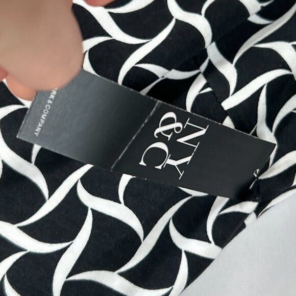New York & Co Small Sleeveless Midi A Line Dress With Pockets Black White NWT - Picture 5 of 12